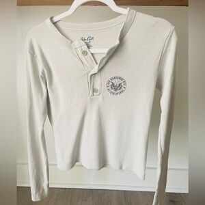 Brandy Melville John Galt Long Sleeve Henley Top One Size